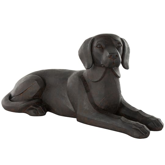 30.5" Black with Copper Shading Sitting Dog Sculpture